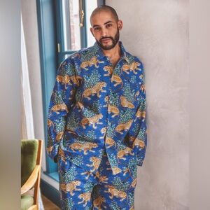 Printfresh Bagheera Men's Long‎ Sleep Shirt Sapphire Size XS